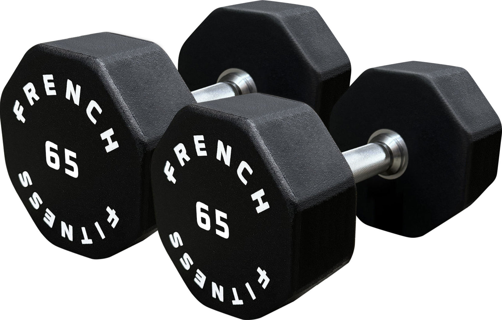 French Fitness Urethane 8 Sided Hex Dumbbell 65 lbs - Single (New)