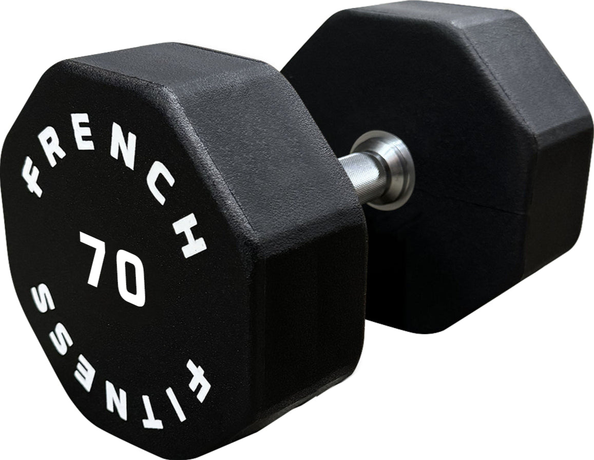 French Fitness Urethane 8 Sided Hex Dumbbell 70 lbs - Single (New)