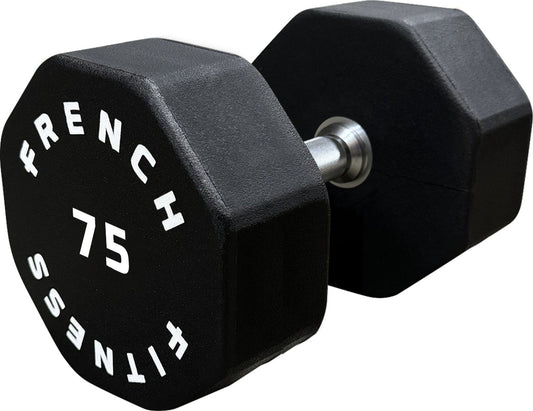 French Fitness Urethane 8 Sided Hex Dumbbell 75 lbs - Single (New)