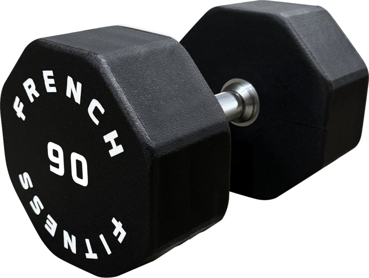 French Fitness Urethane 8 Sided Hex Dumbbell 90 lbs - Single (New)