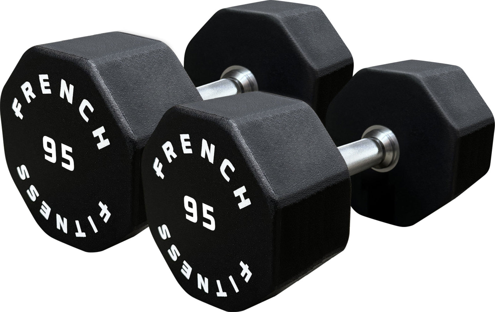 French Fitness Urethane 8 Sided Hex Dumbbell 95 lbs - Single (New)