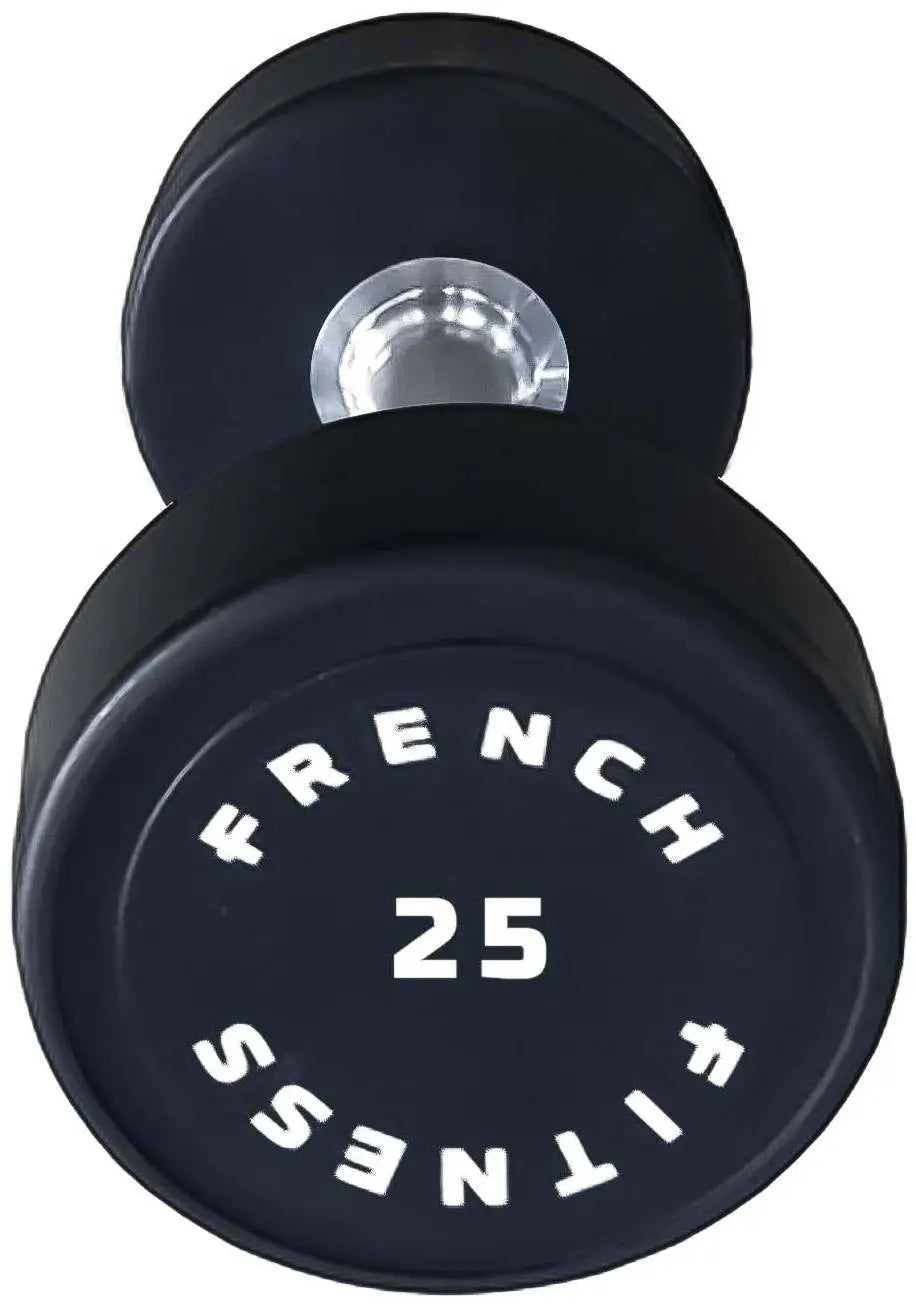 French Fitness Urethane Round Pro Style Dumbbell 25 lbs - Single (New)