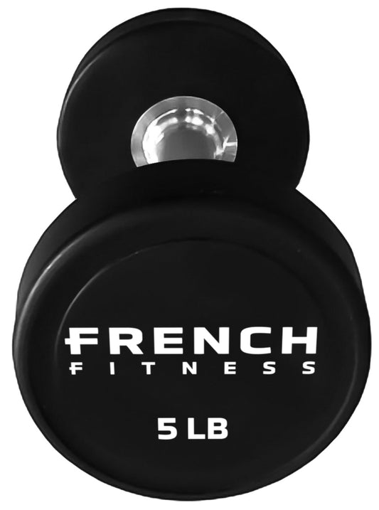 French Fitness Urethane Round Pro Style Dumbbell V2 5 lbs - Single (New)
