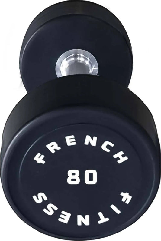 French Fitness Urethane Round Pro Style Dumbbell 80 lbs - Single (New)