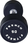 French Fitness Urethane Round Pro Style Dumbbell 90 lbs - Single (New)