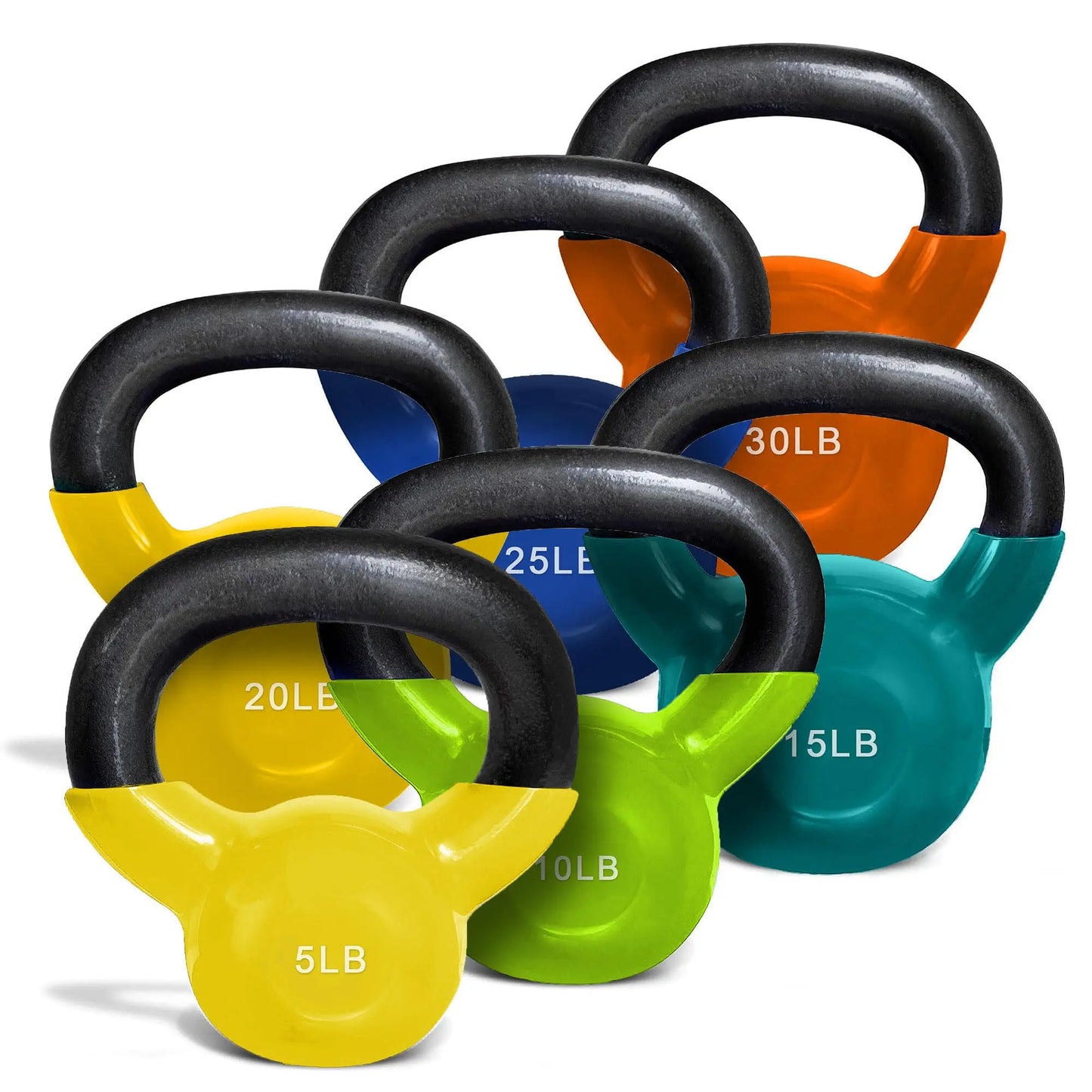 French Fitness Vinyl Kettlebell Set 5-30 lbs (New)