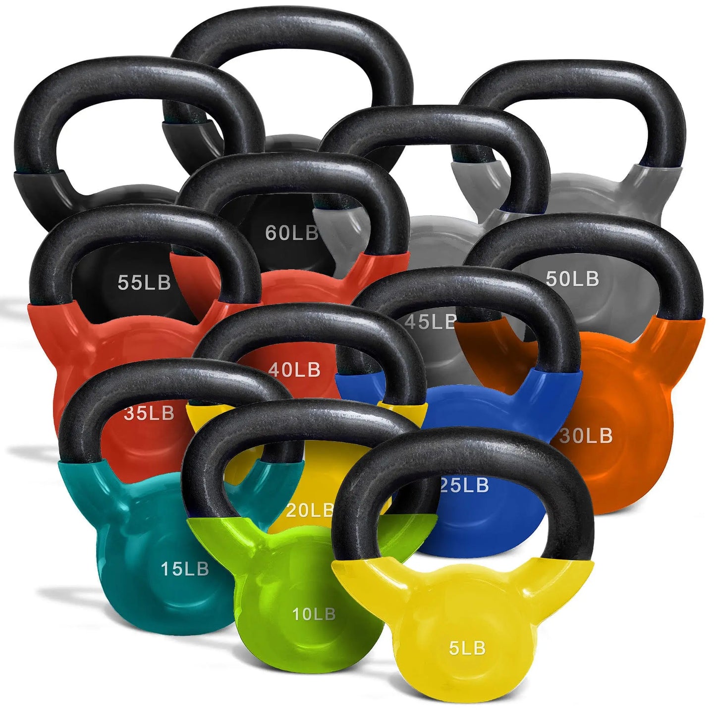 French Fitness Vinyl Kettlebell Set 5-60 lbs (New)