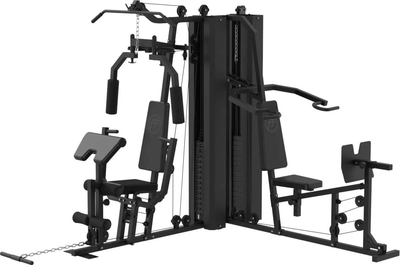 French Fitness X2 Corner Home Gym System - Black (New)