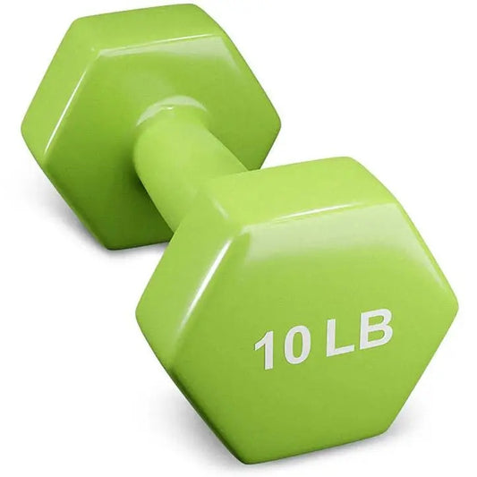 French Fitness Colorful Hex Vinyl Dumbbell 10 lbs - Single (New)