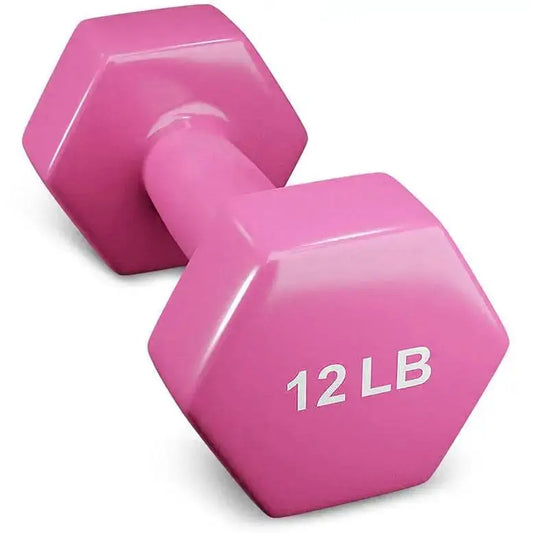 French Fitness Colorful Hex Vinyl Dumbbell 12 lbs - Single (New)