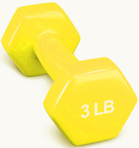 French Fitness Colorful Hex Vinyl Dumbbell 3 lbs - Single (New)