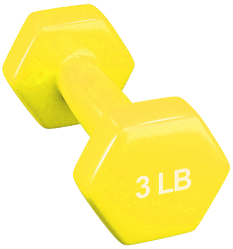 French Fitness Colorful Hex Vinyl Dumbbell 3 lbs - Single (New)