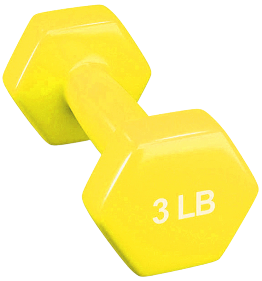 French Fitness Colorful Hex Vinyl Dumbbell 3 lbs - Single (New)