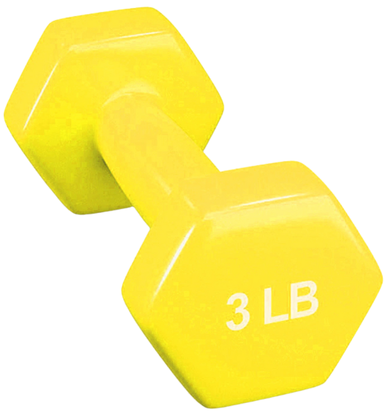French Fitness Colorful Hex Vinyl Dumbbell 3 lbs - Single (New)