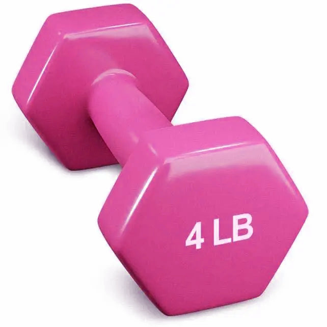 French Fitness Colorful Hex Vinyl Dumbbell 4 lbs - Single (New)