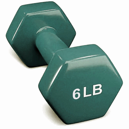 French Fitness Colorful Hex Vinyl Dumbbell 6 lbs - Single (New)