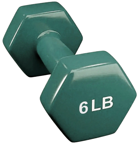 French Fitness Colorful Hex Vinyl Dumbbell 6 lbs - Single (New)