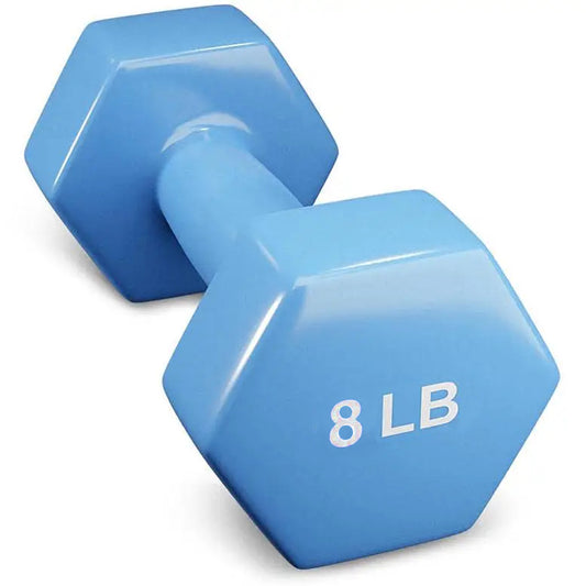 French Fitness Colorful Hex Vinyl Dumbbell 8 lbs - Single (New)