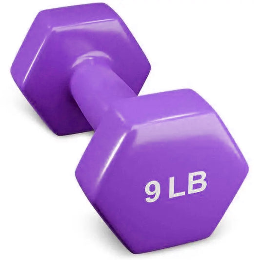 French Fitness Colorful Hex Vinyl Dumbbell 9 lbs - Single (New)