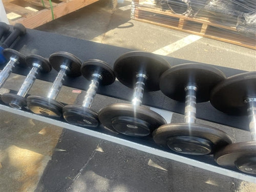 Maxicam 2 Tier Saddle Dumbbell Rack w/5-50 Ivanko Dumbbell Set - 9 Pairs "As is"