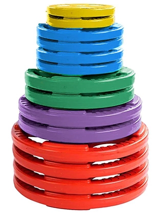 French Fitness Colored Rubber Grip Olympic Plate Set 350 lbs | Fitness ...